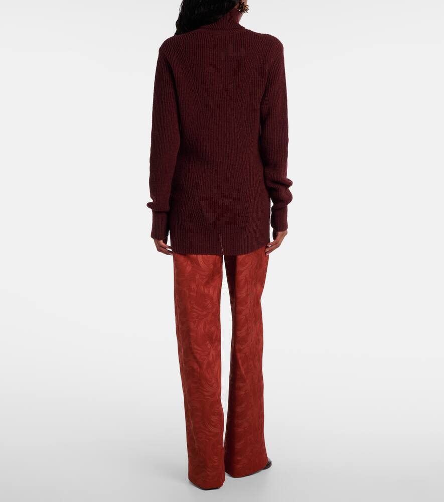 Вязаный ребристый водолазка из шерсти Dries Van Noten, Wine — фото 3