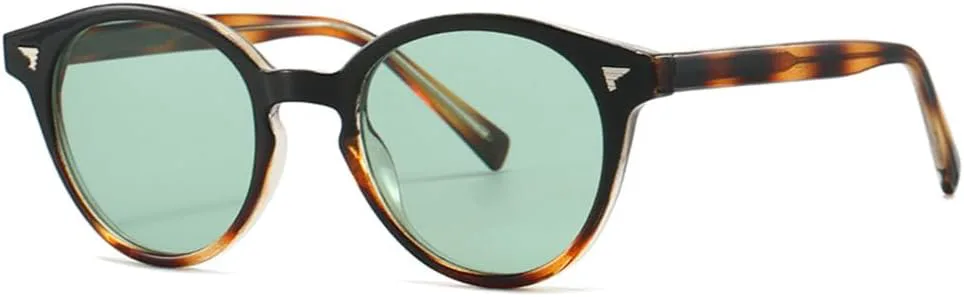 

Солнцезащитные очки UV400 с круглыми заклепками в стиле панк для женщин и мужчин, для бега и занятий спортом на открытом воздухе UYPTK, Black Amber Green