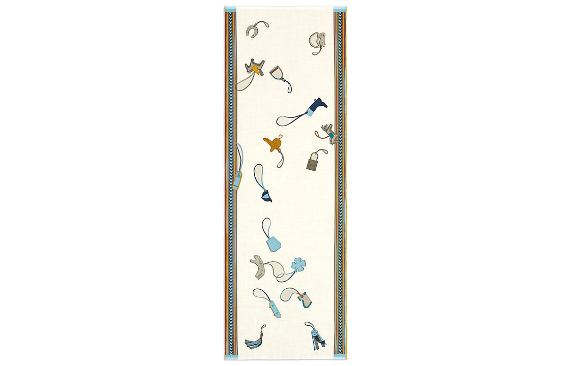 

HERMES Шёлковый шарф мужской бежевый, Beige