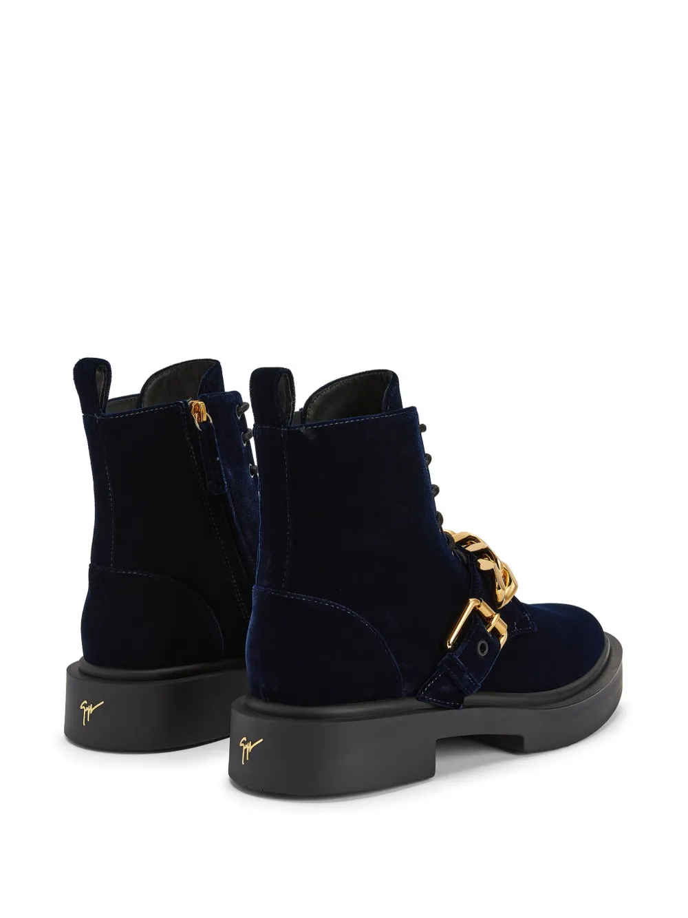 Бархатные ботинки Adric на шнуровке Giuseppe Zanotti, синий — фото 3