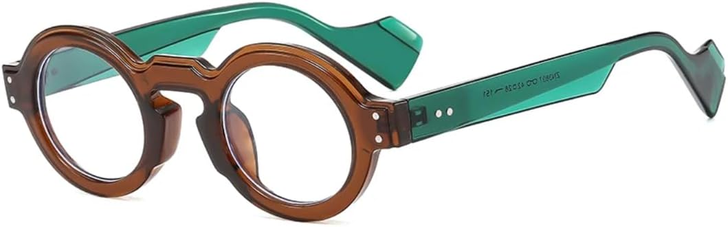 

Круглые солнцезащитные очки для женщин и мужчин в стиле панк, двухцветные, ретро, ​​с заклепками, модные солнцезащитные очки с прозрачными линзами и защитой от УФ-излучения UV400 SZVVBKK, Tea White