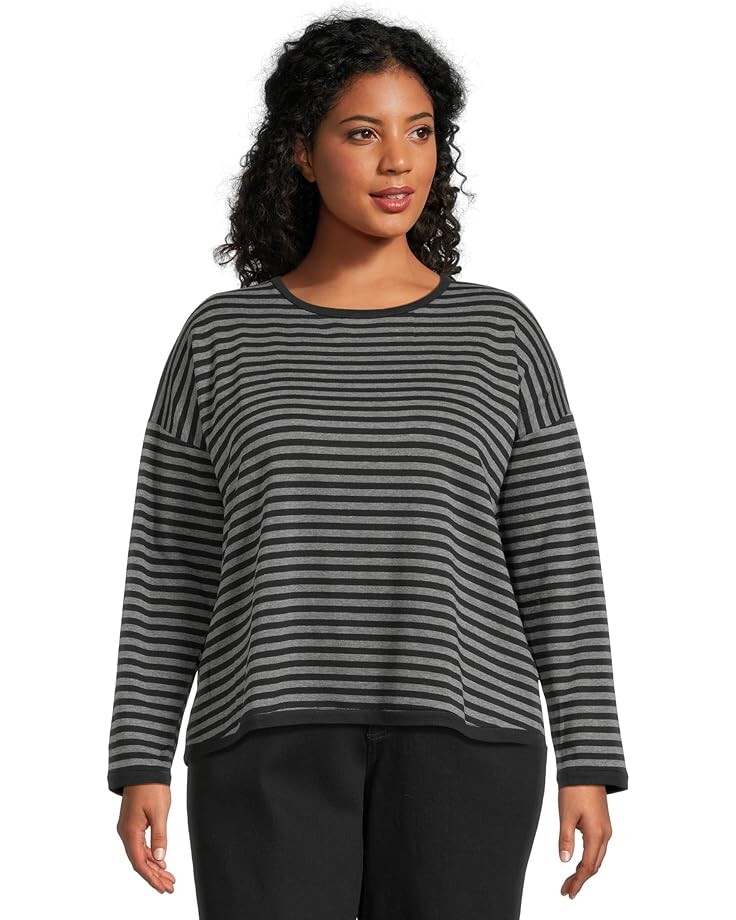 

Топ Eileen Fisher Round Neck Cropped Box Top, цвет Black Ash