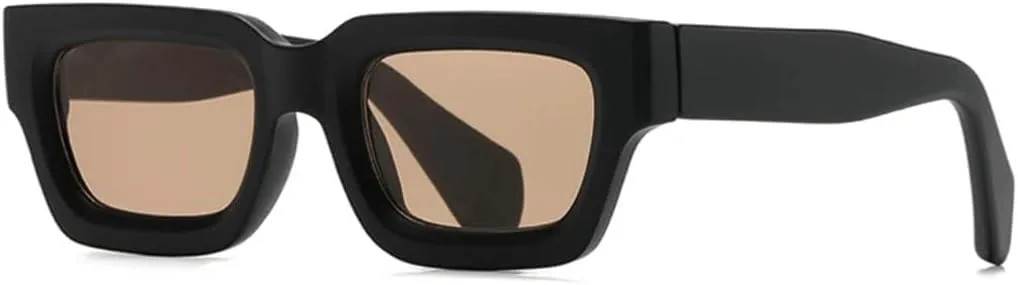 

Модные квадратные солнцезащитные очки для женщин с прозрачными линзами с градиентом цвета "океан", винтажные, мужские, в стиле панк UATXTAU, Matte Black Tea