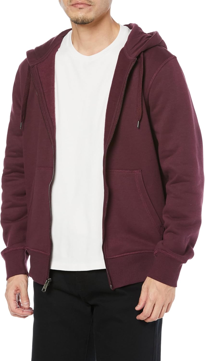 

Мужская толстовка на молнии с флисовой подкладкой Amazon Essentials, красный/бордовый