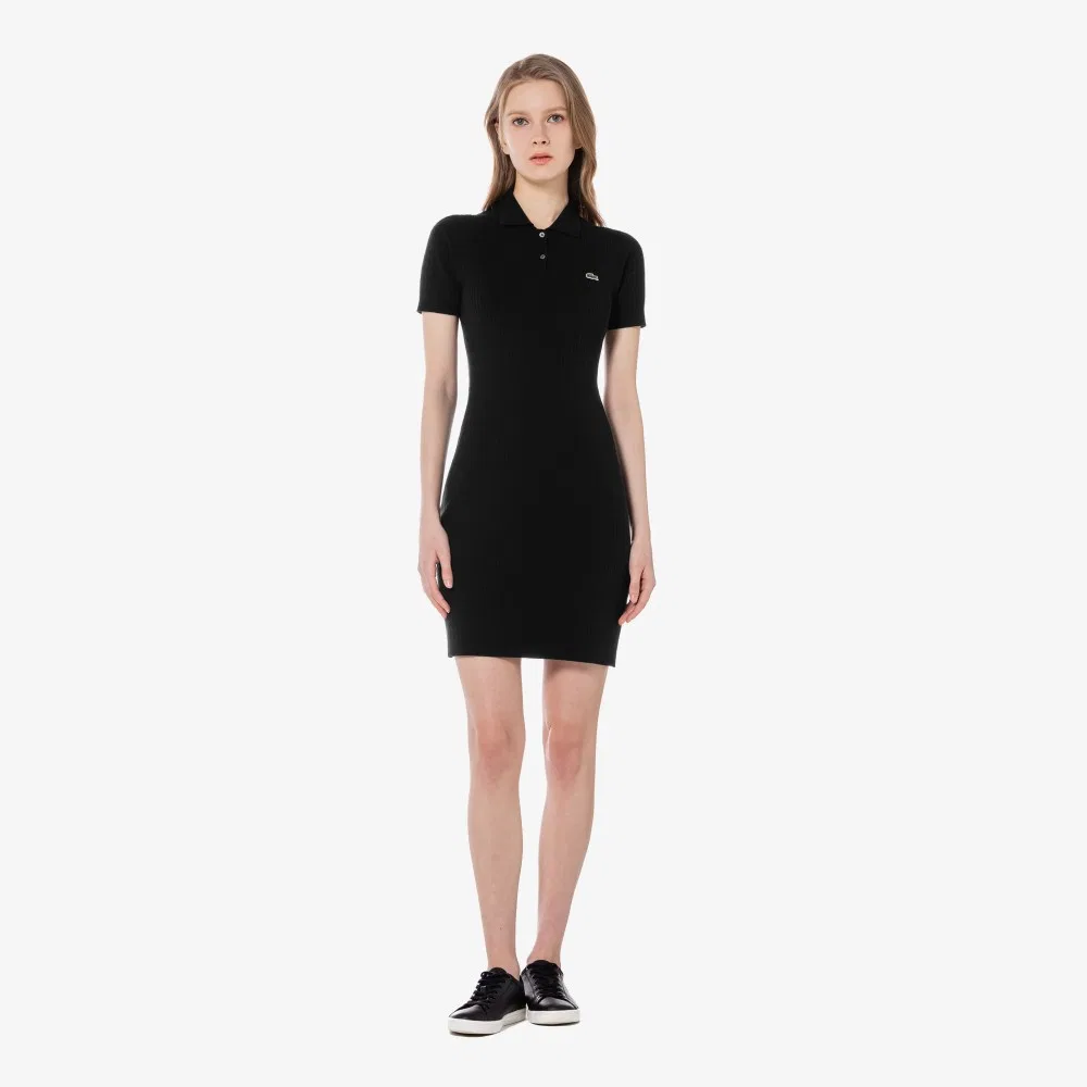 Платье-свитер Lacoste, вязаное, черное