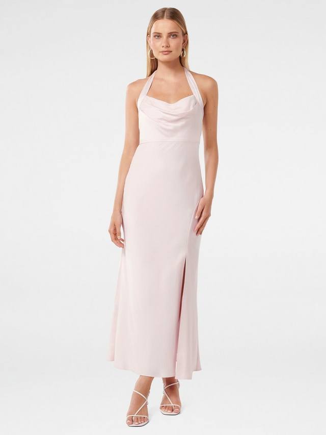 

Атласное макси-платье alice с высоким воротом Forever New, цвет Barely Pink