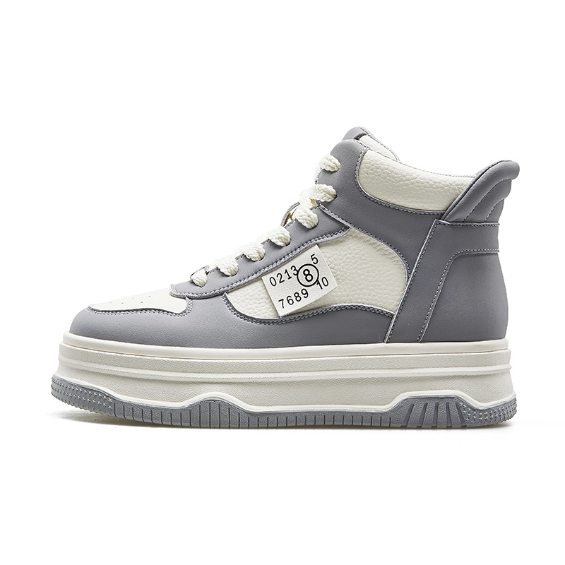 

KANGNAI Мужские устойчивые к истиранию скейтерские кроссовки мид-топ белые, цвет White