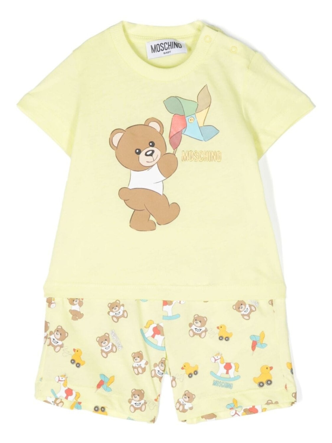 

Moschino Kids комплект из футболки и шортов с нашивкой Teddy Bear, зеленый
