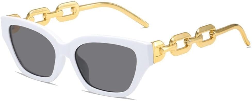 

Модные солнцезащитные очки «кошачий глаз» для женщин, винтажные очки, черные солнцезащитные очки для женщин с защитой от УФ-излучения UV400, золотистые очки LXLHWN, White