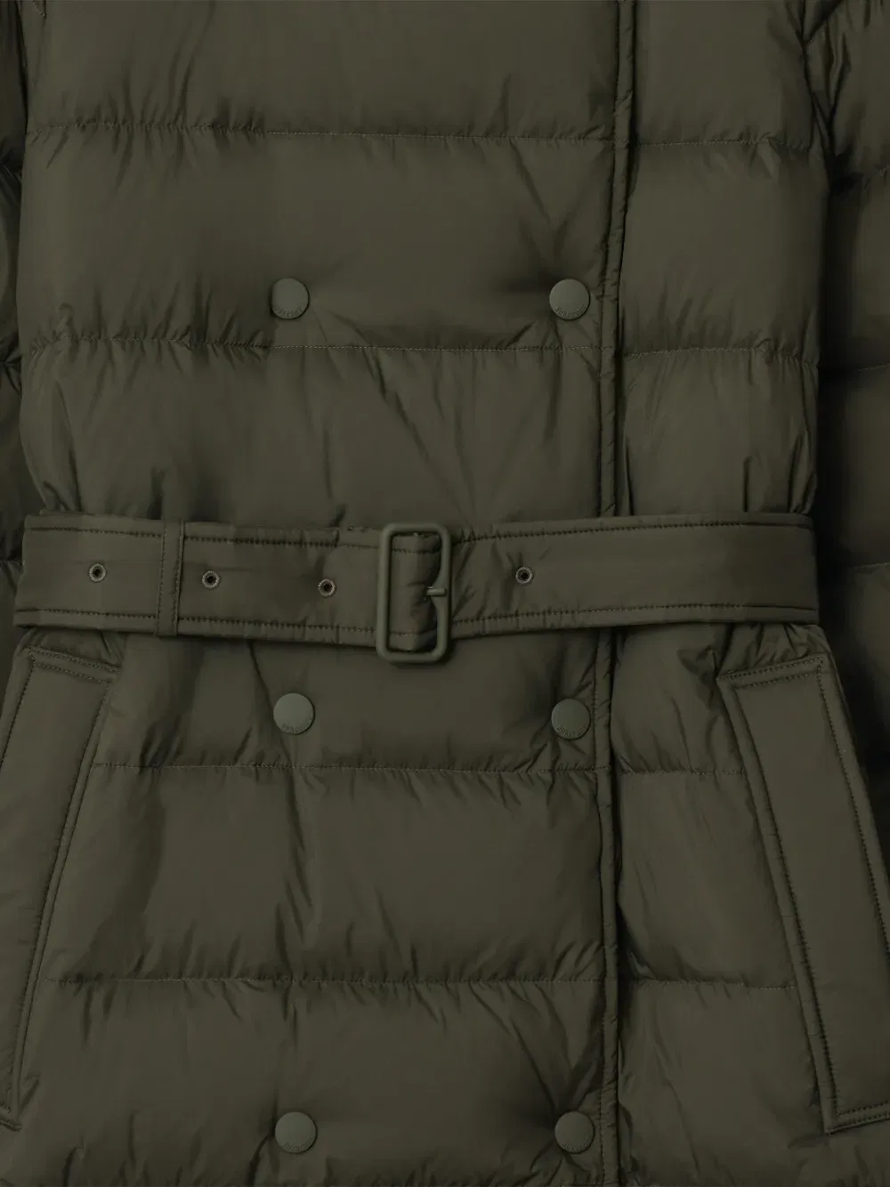 Пуховая куртка Burberry двубортная с капюшоном, зеленый — фото 2