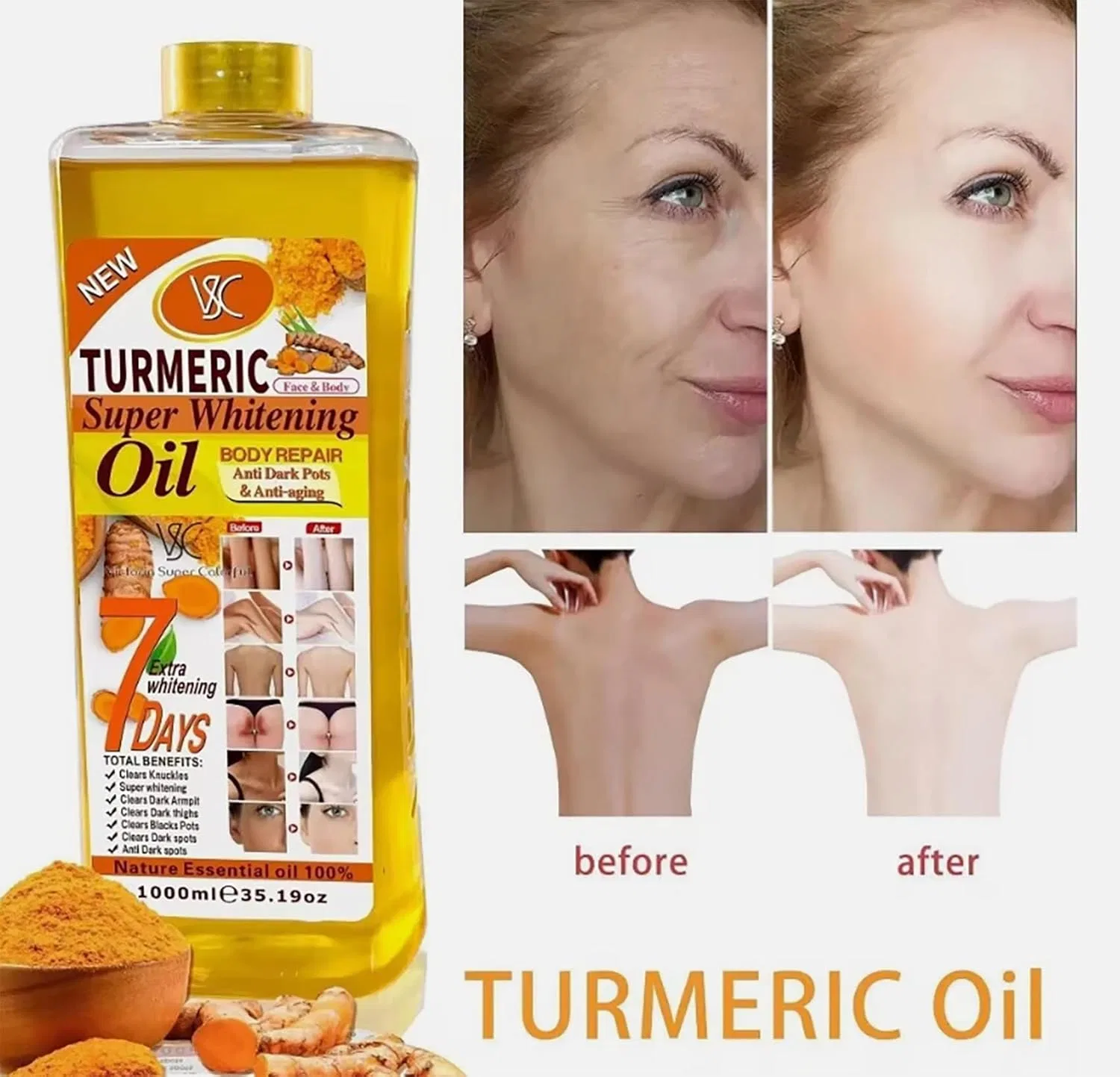 Органическое масло Soft 7 Turmeric Oil для осветления кожи Generisch, 1000 Ml. — фото 3