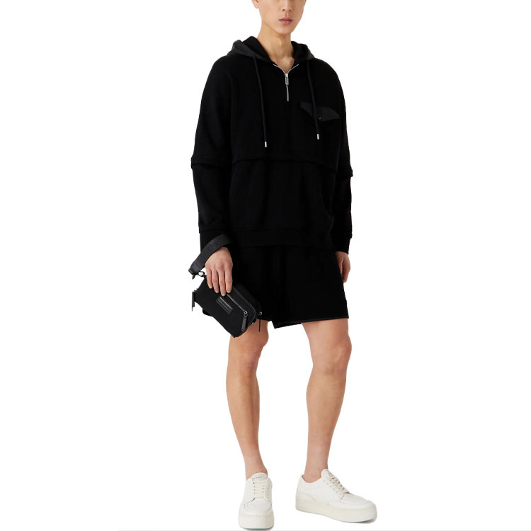 EMPORIO ARMANI Толстовка мужская черная с капюшоном Moderate Others — фото 4