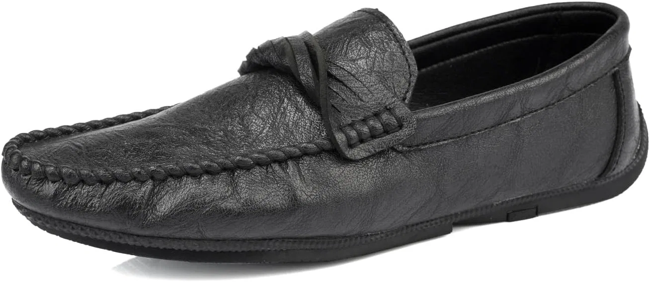 Лоферы мужские из экокожи, Round Toe, черный PUGHGAETZF