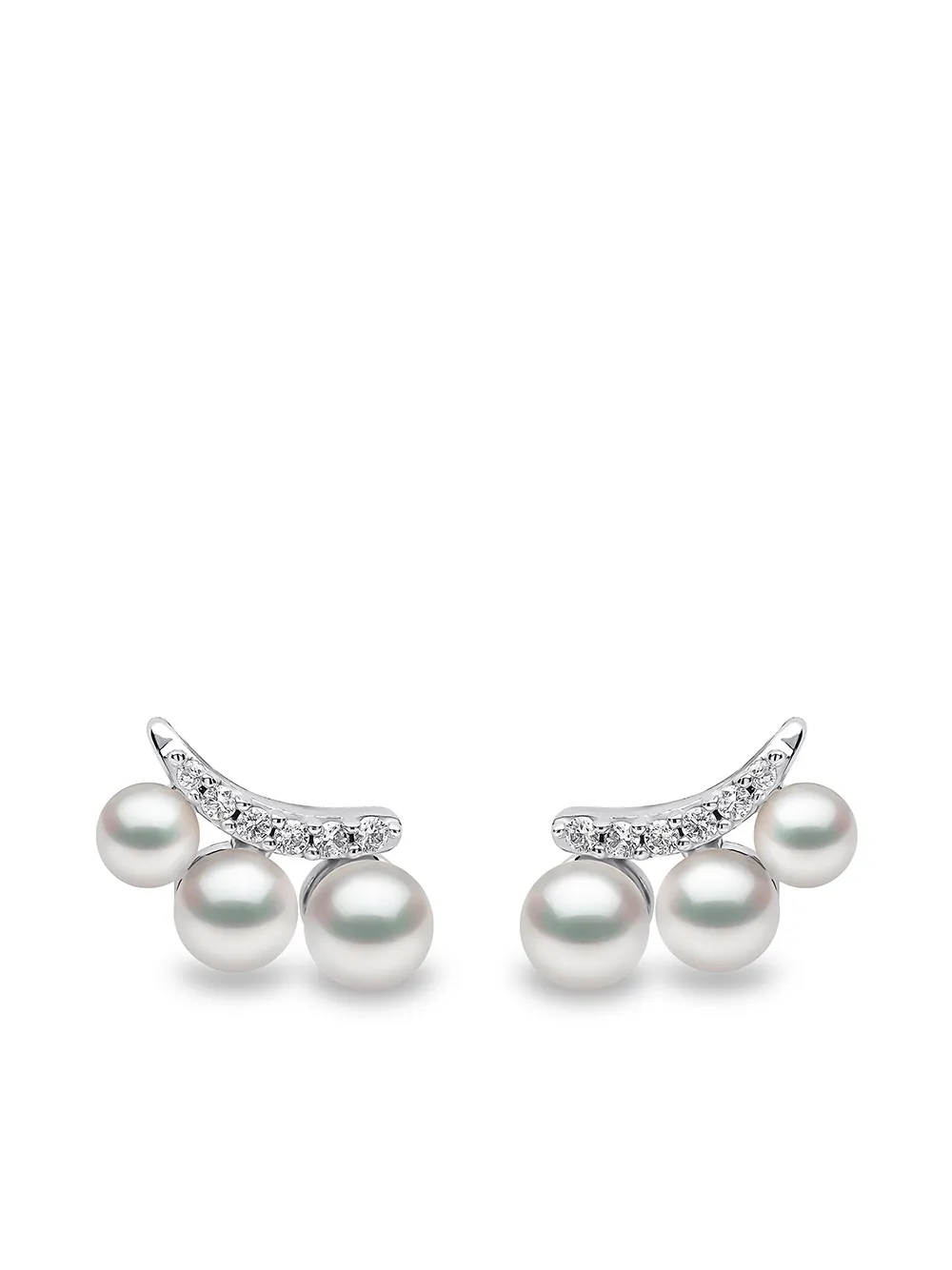 

Серьги-гвоздики Sleek из белого золота с жемчугом и бриллиантами Yoko London, серебяный