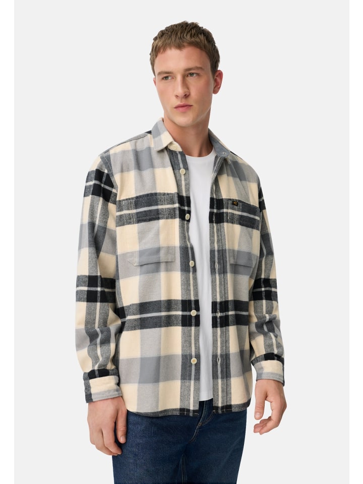 

Рубашка из фланели с контрастными деталями и нагрудными карманами темно-синего цвета Camel Active