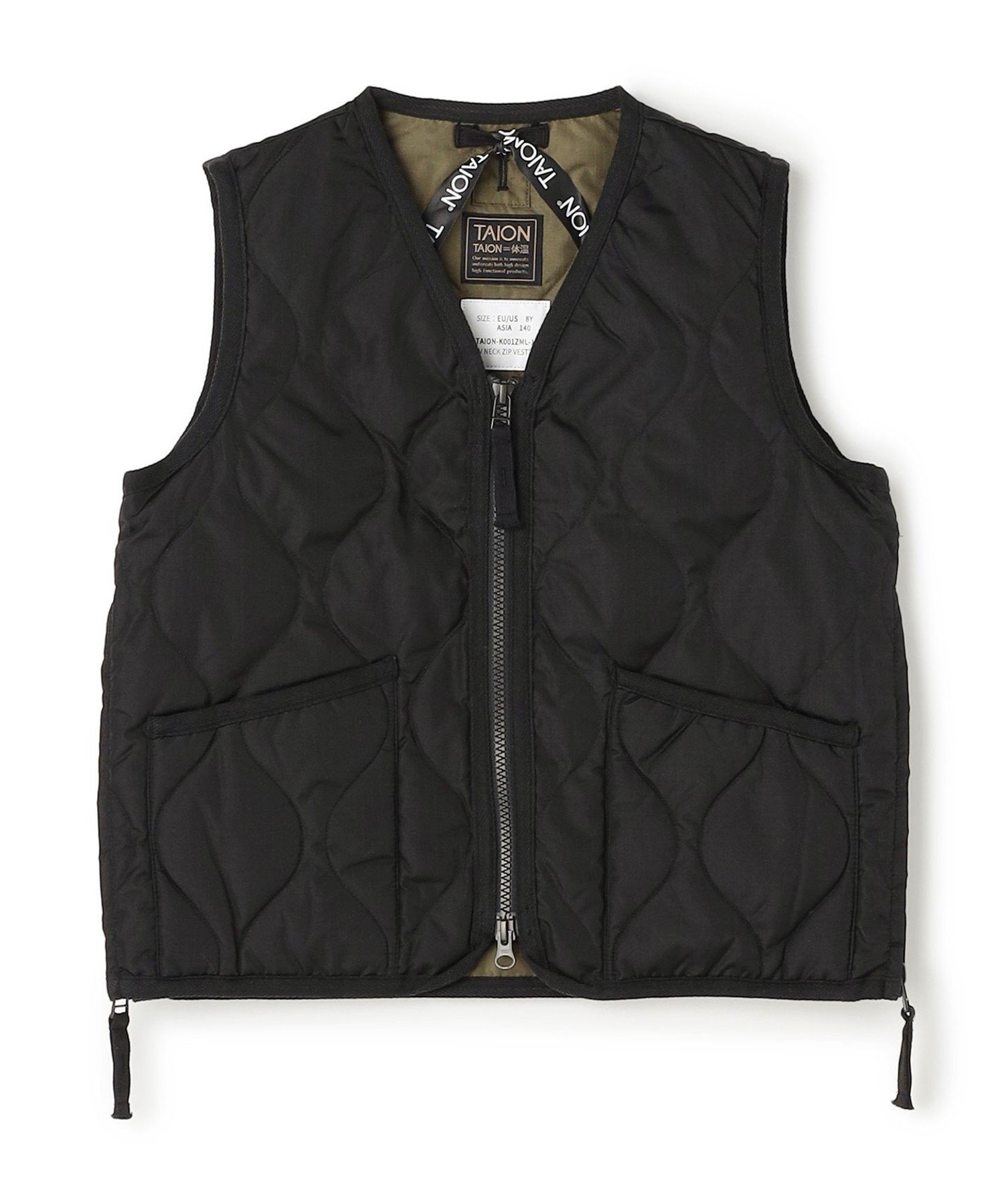 Пуховый жилет TAION Military Zip V-Neck (унисекс) (размеры 120-150 см) Unfilo, Black [005] — фото 4