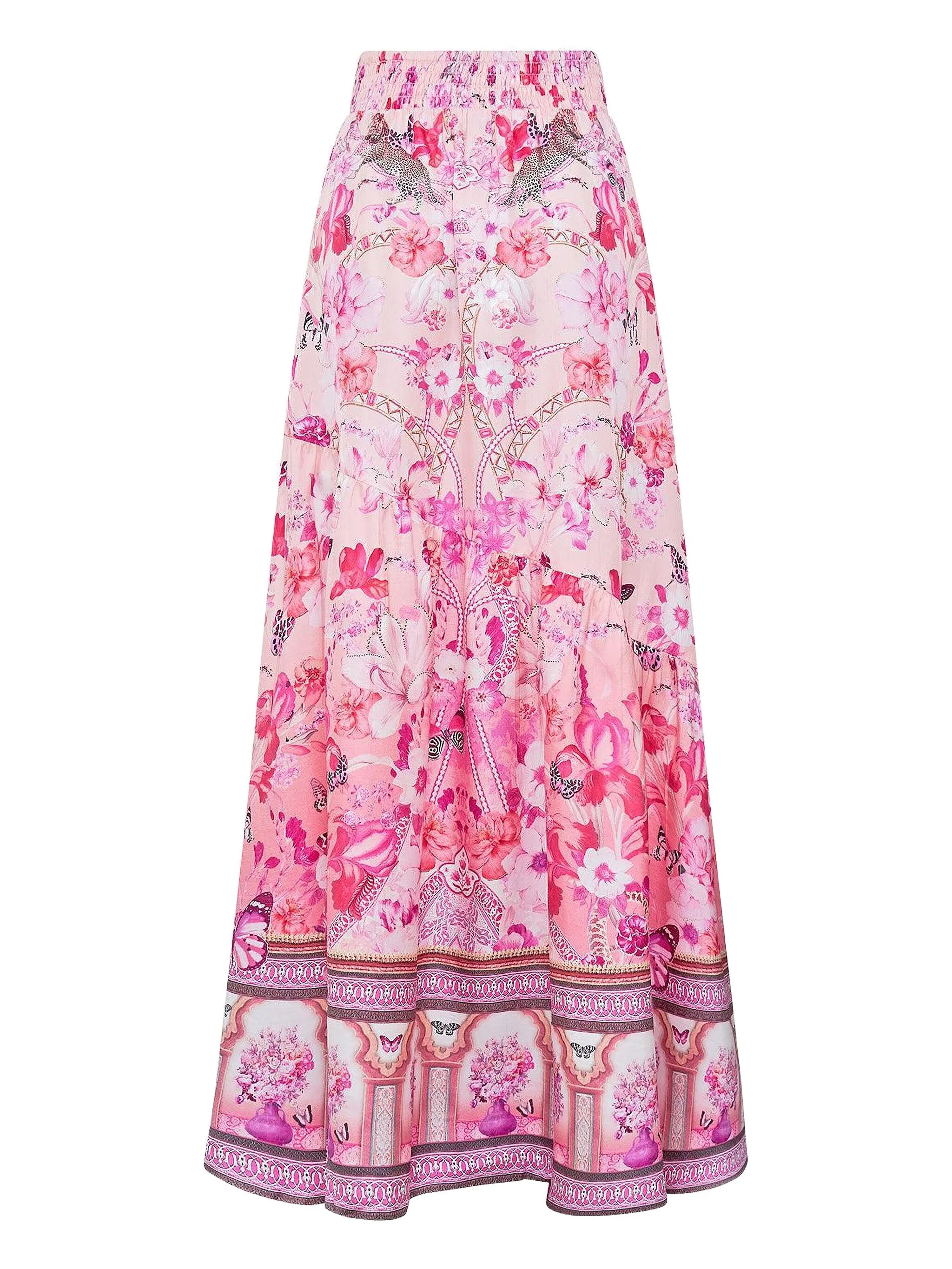 

Многоярусная юбка с цветочным принтом Camilla, розовый