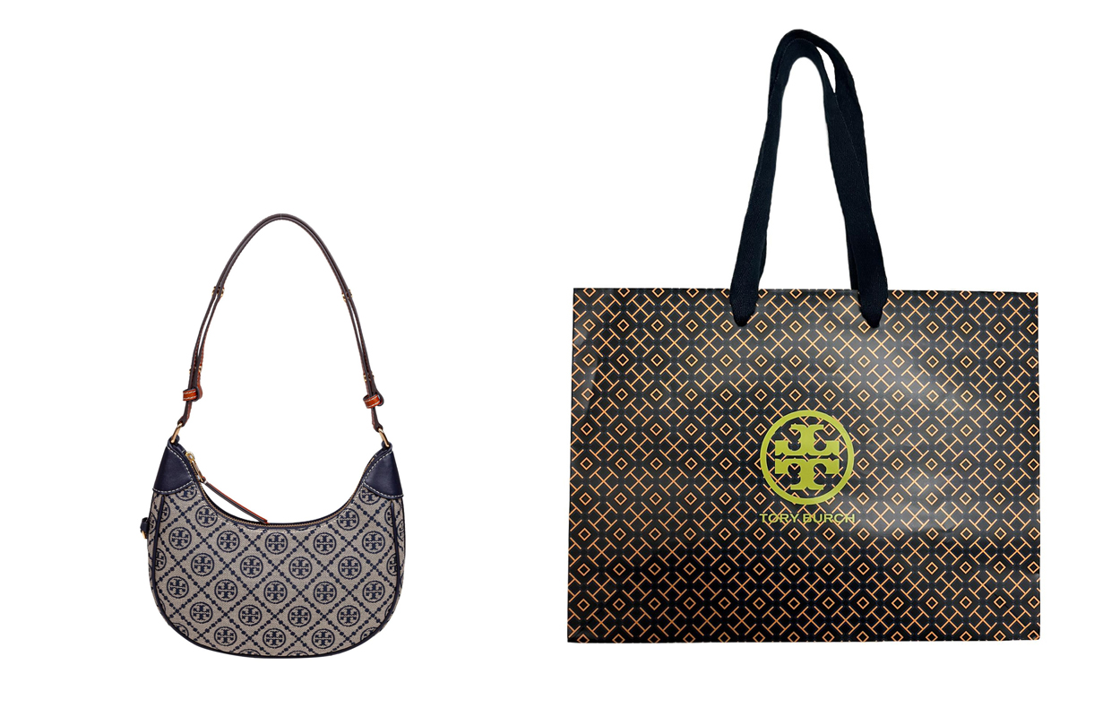 

TORY BURCH Кожаная сумка полумесяц с монограммой T