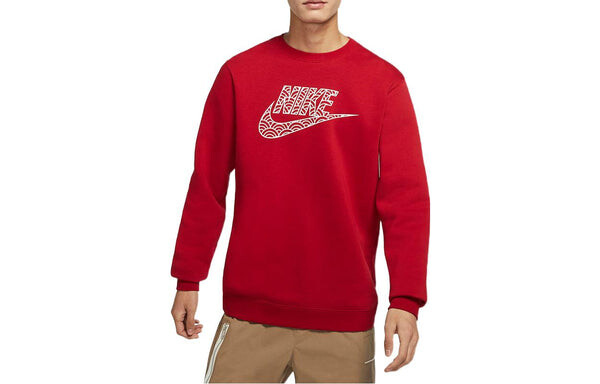 Толстовка Men's Nike Logo Casual Sports Round Neck Pullover Red, мультиколор — фото 3