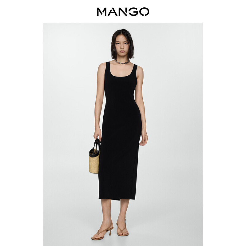 

Женское платье Mango с квадратным вырезом, черный