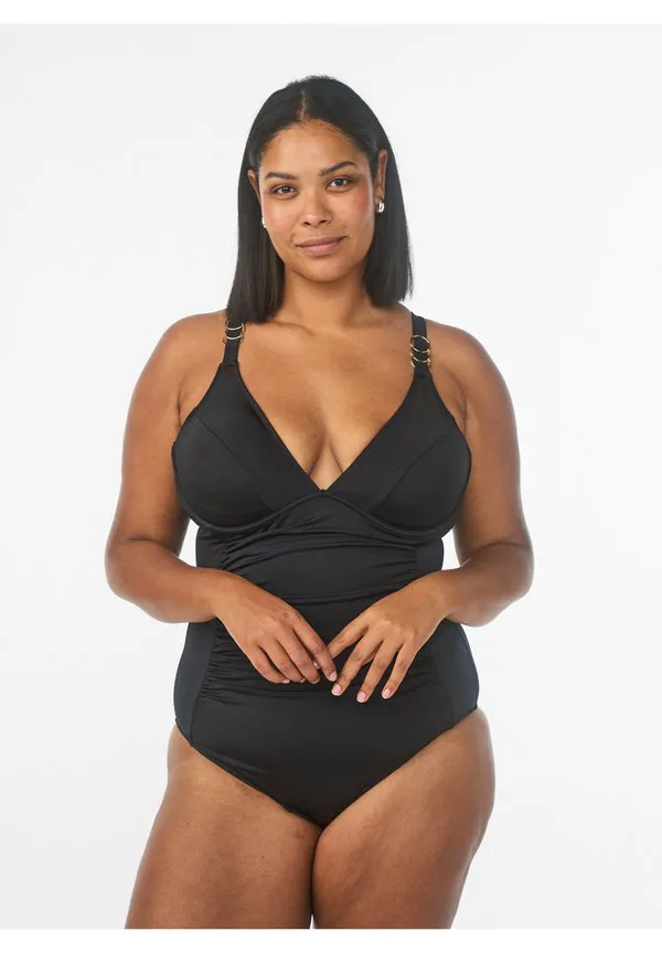 

Купальник с вырезанным контуром и кольцевым декором Zizzi, Black, Черный, Купальник с вырезанным контуром и кольцевым декором Zizzi, Black