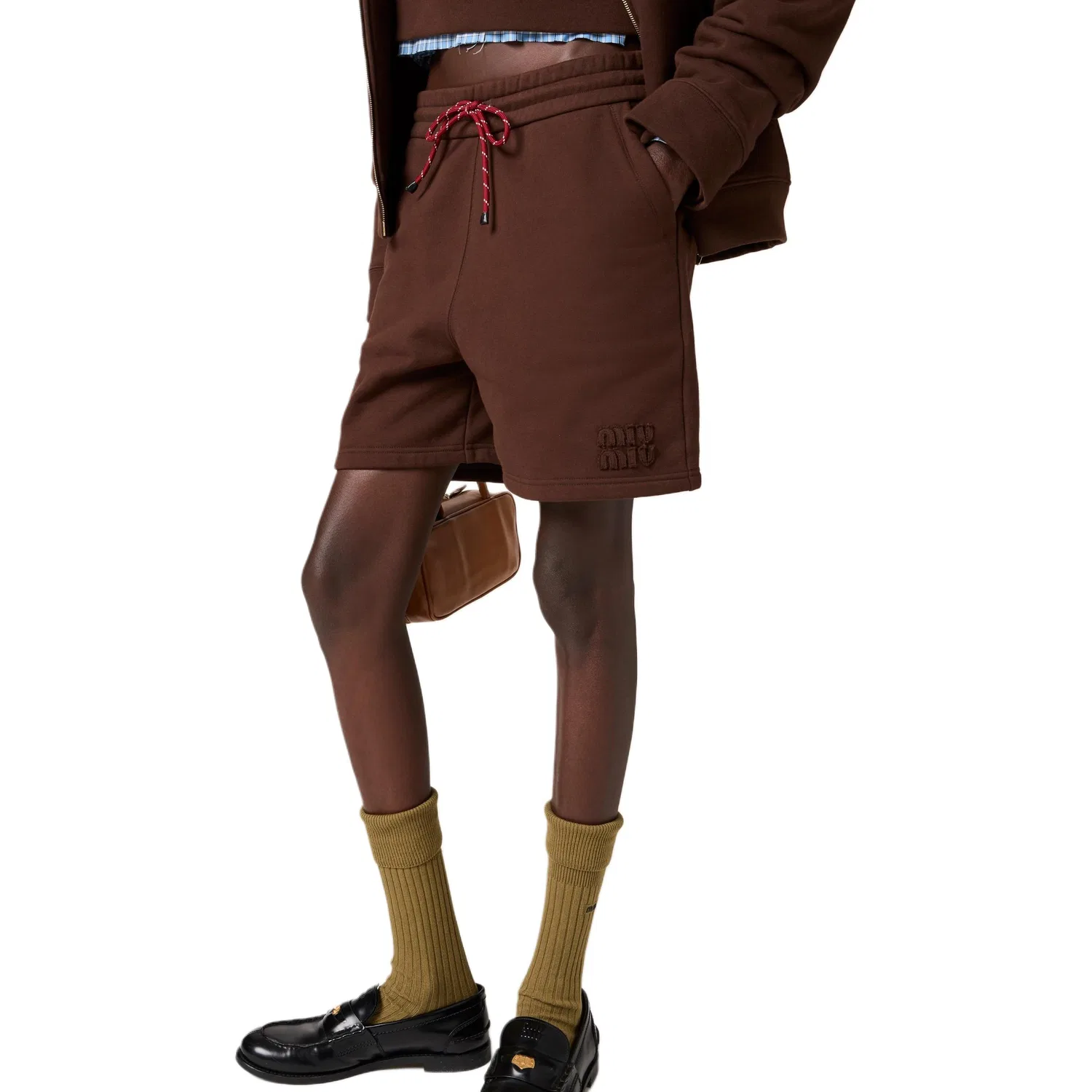 Шорты из хлопка MIU MIU, Brown — фото 4