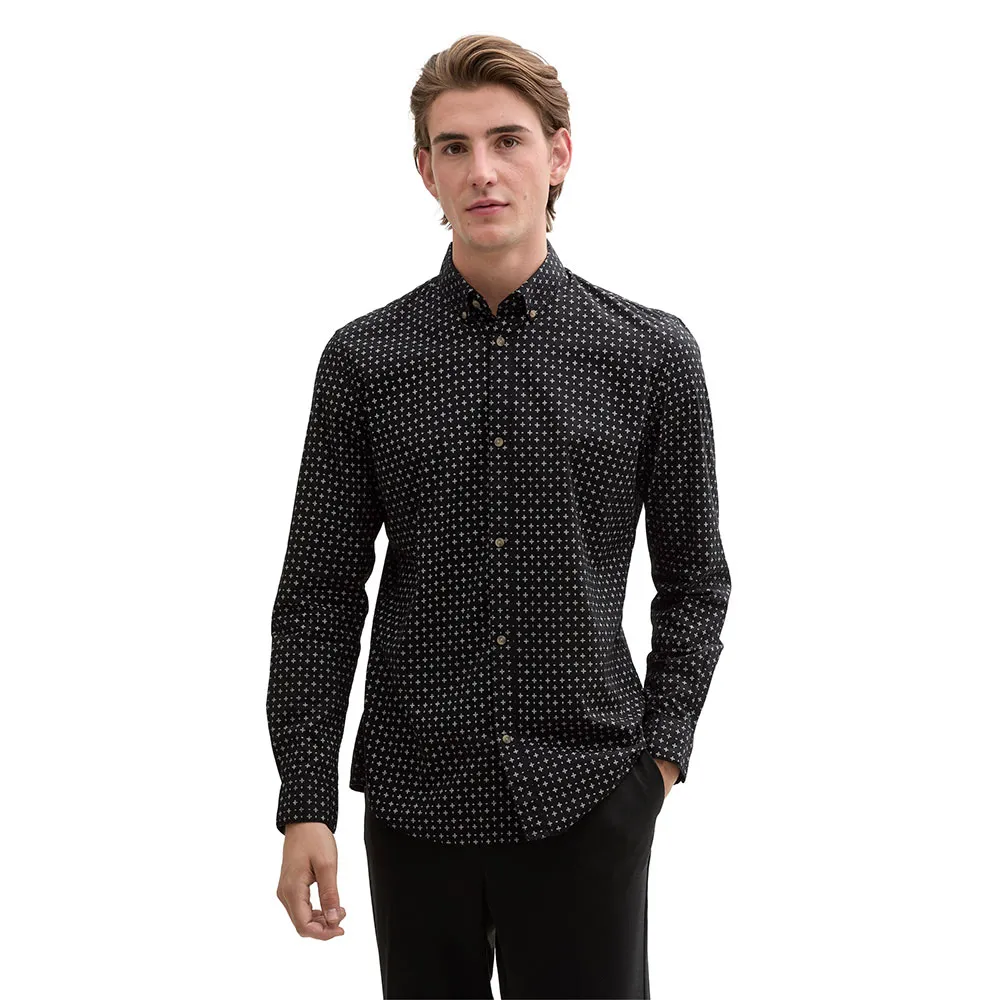 

Рубашка Tom Tailor Fitted Printed Poplin, черный