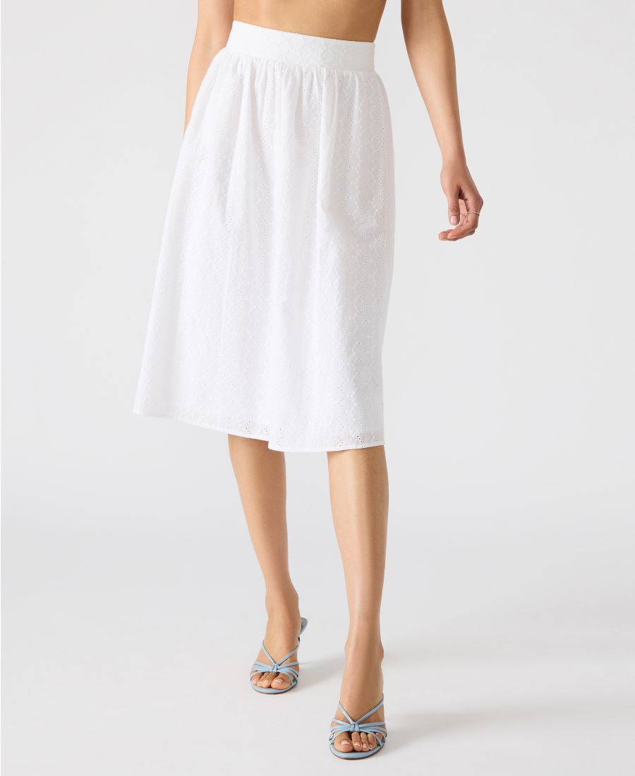 

Женская хлопковая юбка миди с вышивкой Steve Madden, White