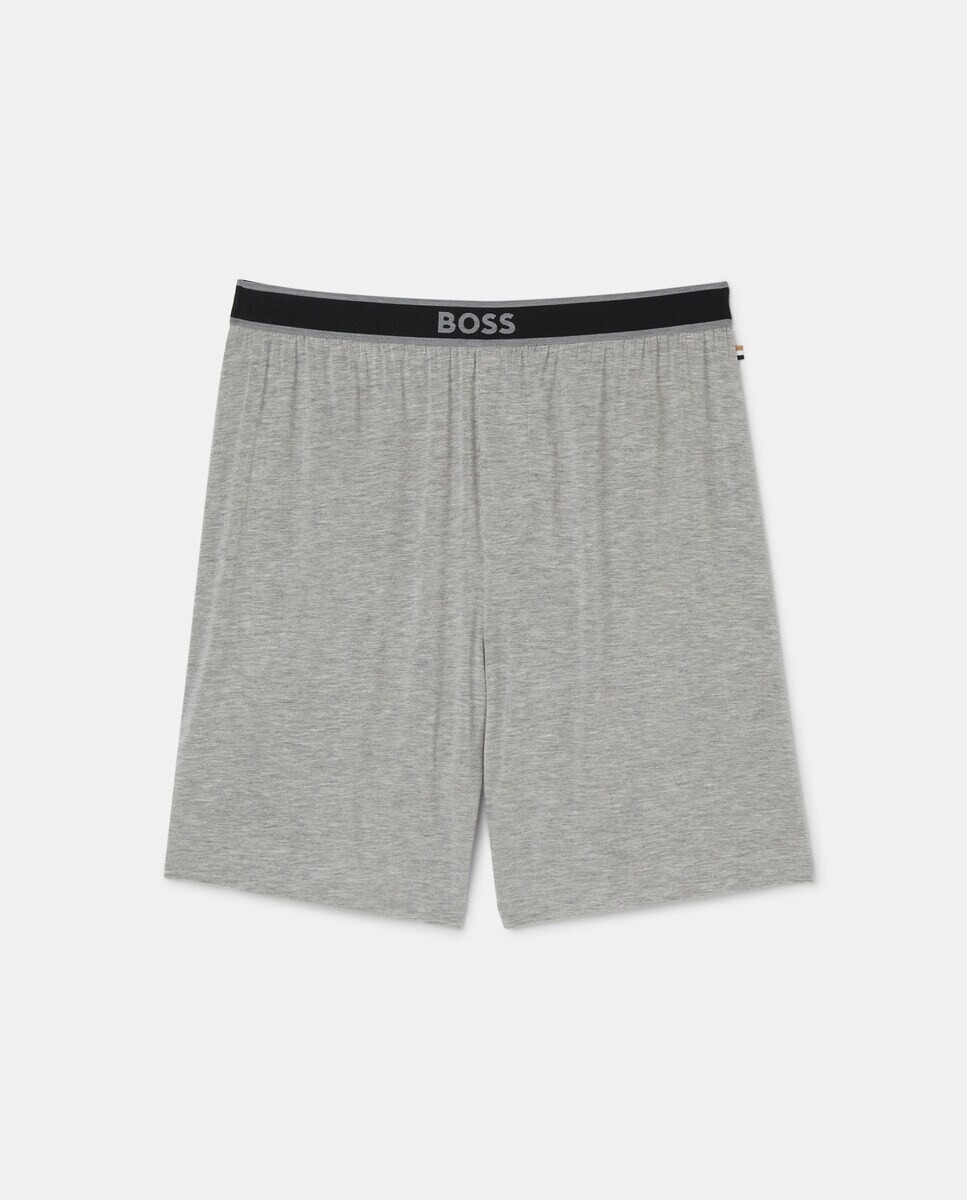 Короткие мужские пижамные штаны светло-серого цвета из микромодала Boss, светло-серый — фото 4