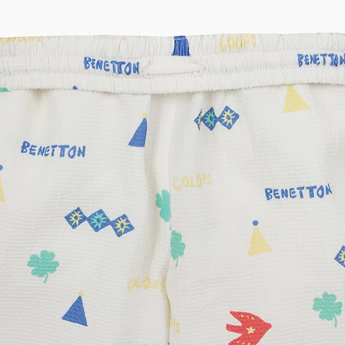 Детские шорты с мульти-узором айвори от Benetton Kids — фото 4