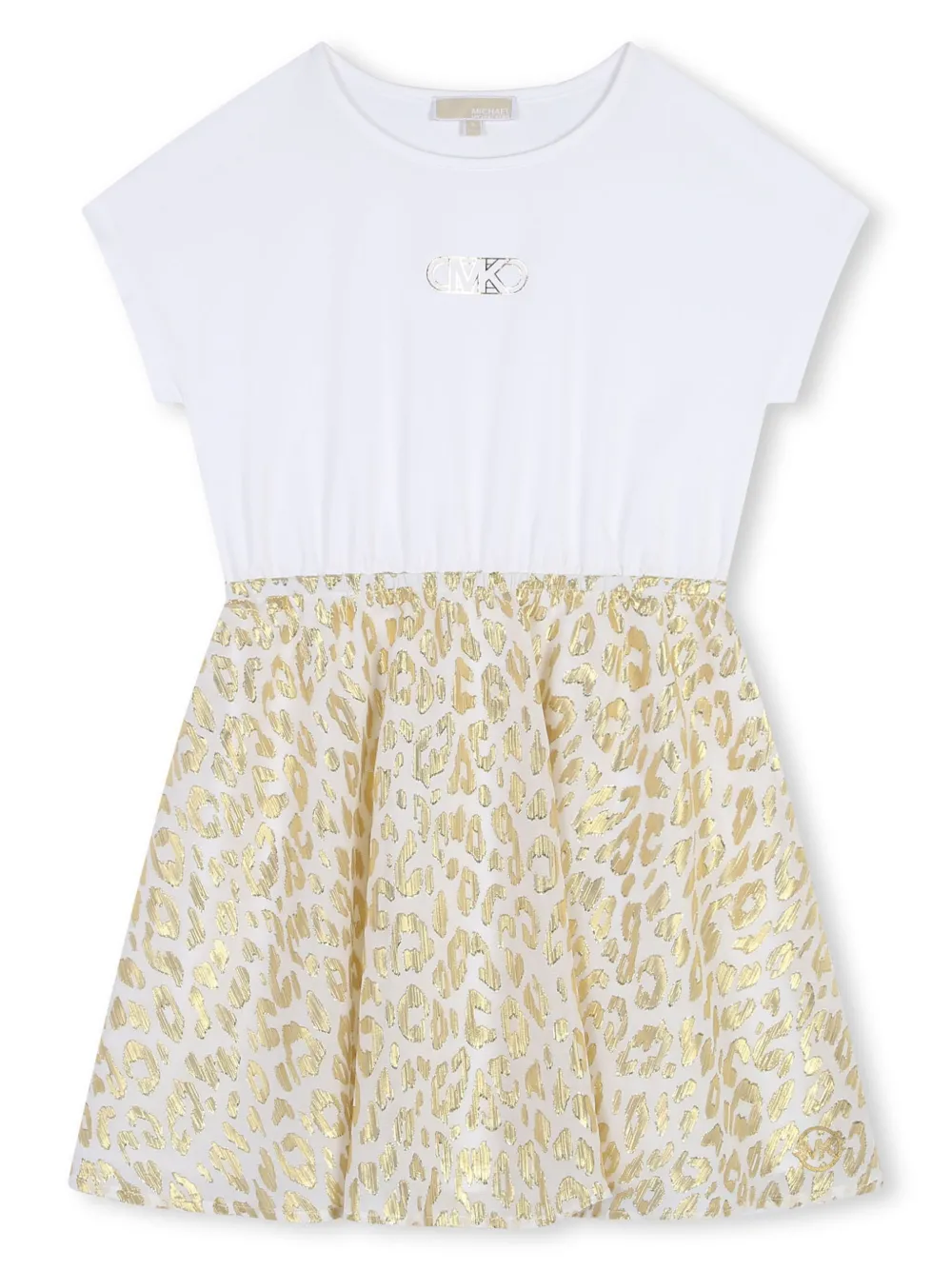 

Платье с леопардовым принтом и вставками Michael Kors Kids, белый