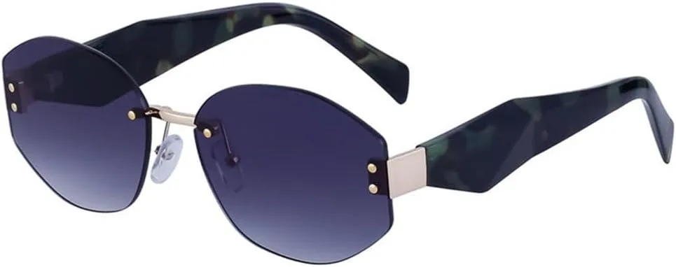 

Винтажные солнцезащитные очки без оправы для женщин, роскошные ретро-панк солнцезащитные очки для женщин, защита от УФ-излучения UV400 TYUVIVO, C5greendemigray