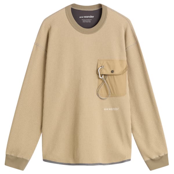 

Футболка с длинным рукавом и вафельным рисунком And Wander, бежевый