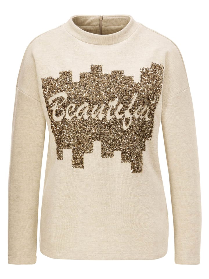 

MADELEINE Толстовка с пайетками светло-бежевого/меланжевого цвета