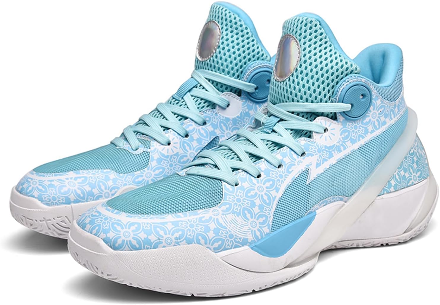 

Мужские баскетбольные кроссовки с толстой подошвой, амортизирующие, легкие, противоскользящие, дышащие, высокие на шнуровке, подходят для езды на велосипеде, игры в мяч и бега Qaoterod, синий