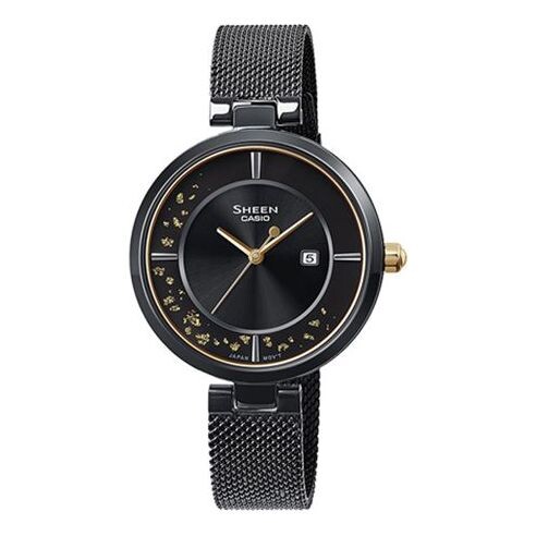 

Часы CASIO SHEEN Waterproof Sapphire Crystal Solar Powered Quartz Black Analog, черный