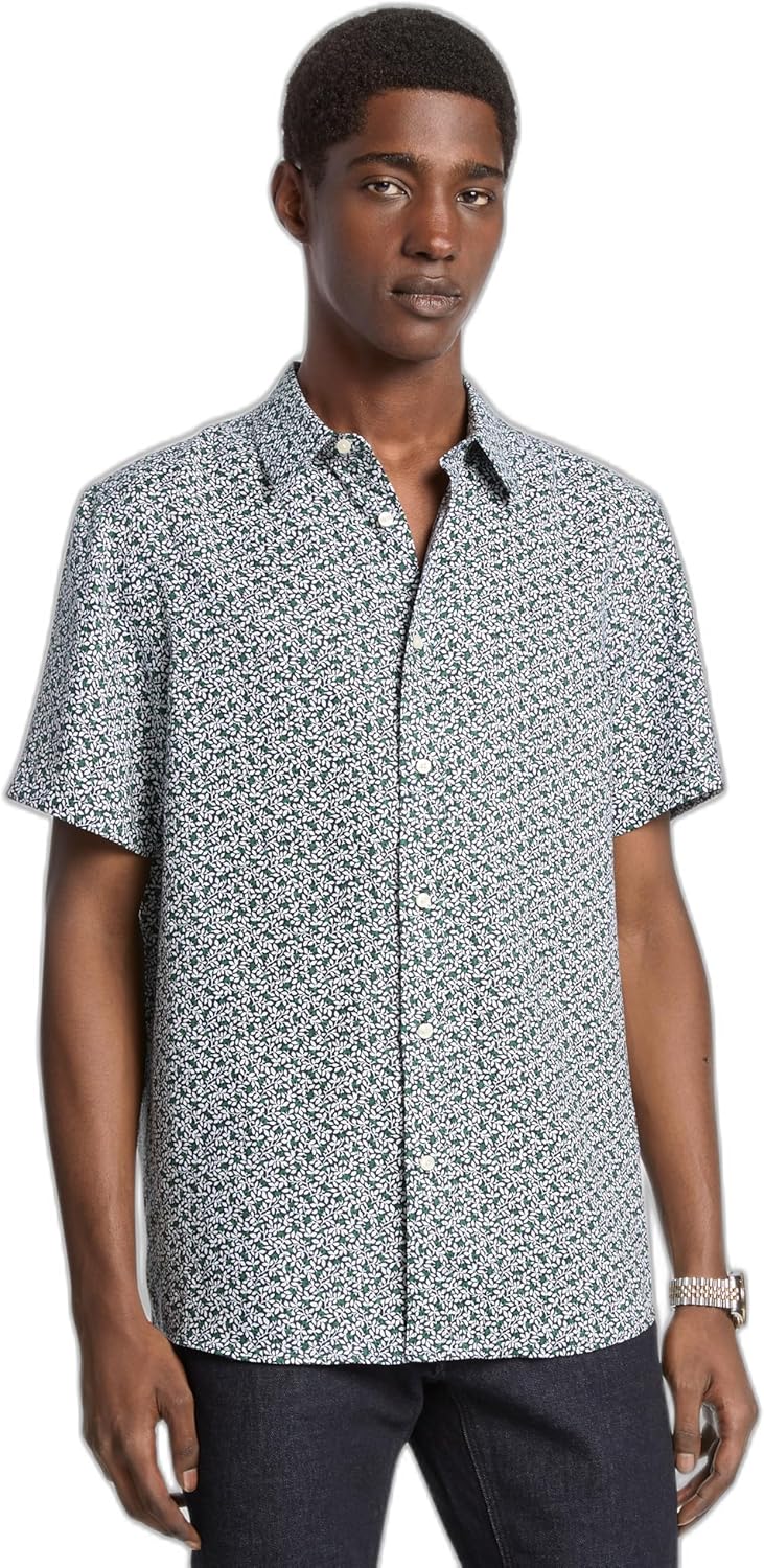 

Мужская классическая рубашка Michael Kors с коротким рукавом и принтом в виде виноградной лозы, Midnight