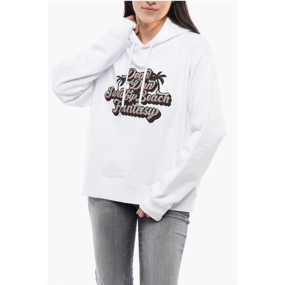 

Толстовка с капюшоном SWEATY BEACH с блестящим принтом Dsquared2, White