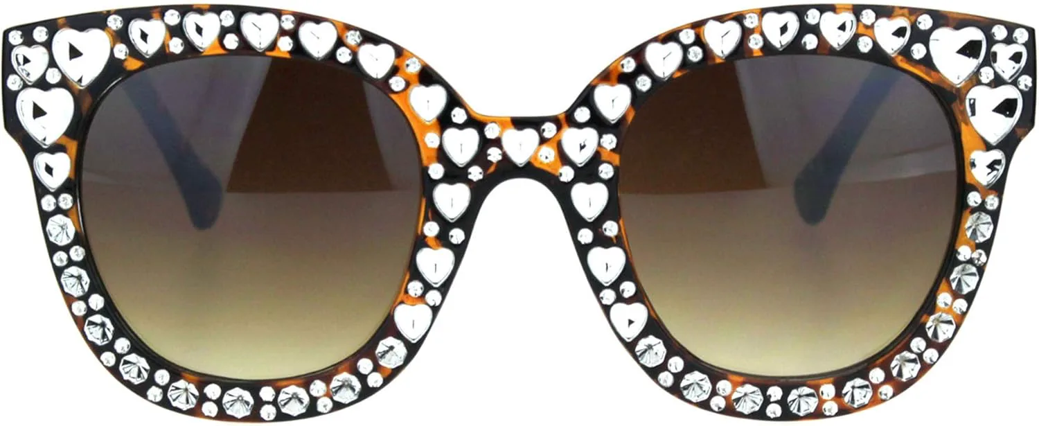 

Женские модные солнцезащитные очки с оправой в виде бабочки и дизайном «Блестящее сердце» и защитой от УФ-излучения UV 400 PASTL, Tortoise Silver (Brown Gradient)