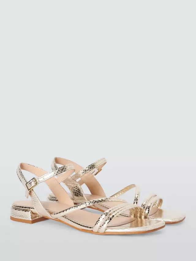 Сандалии John Lewis Lisbeth Leather Asymmetric Strap Dressy Flat, золотой — фото 3