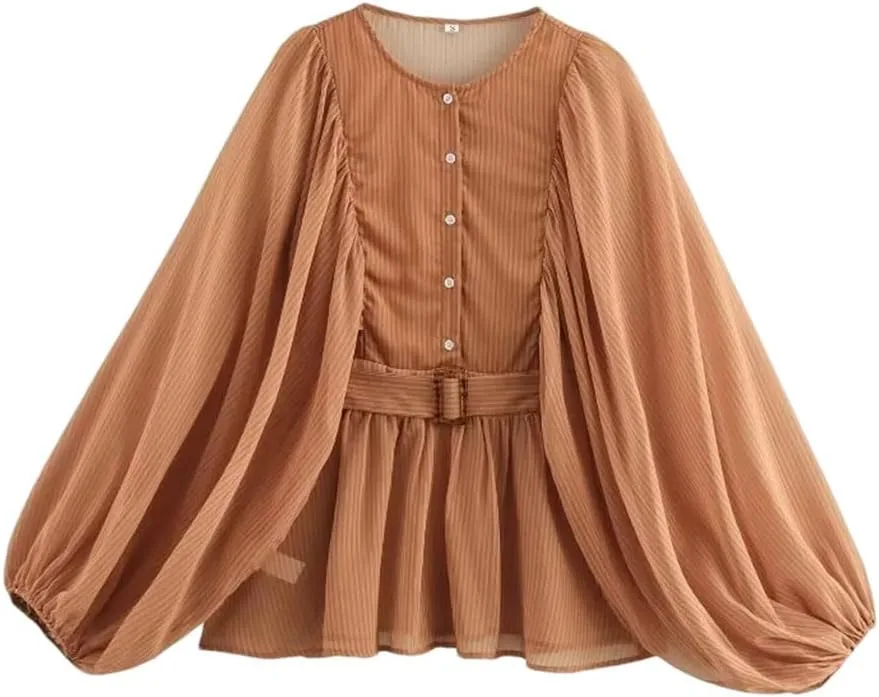 

Женская футболка с круглым вырезом и длинным рукавом в стиле бохо DBFBDTU