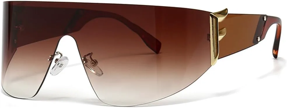 

Солнцезащитные очки без оправы для женщин, большая оправа, цельные солнцезащитные очки для женщин, защита от ультрафиолета UV400, размер 3, один размер HDUBFY, 3