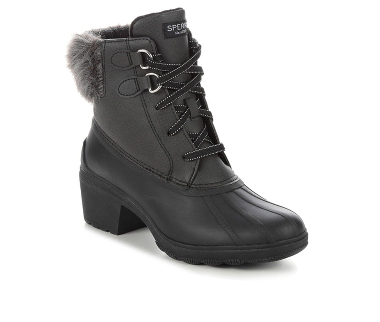 Ботинки Sperry Syren STS86768-001 Женские 8 Черные Искусственный мех Щиколотка Блок каблук KHD684