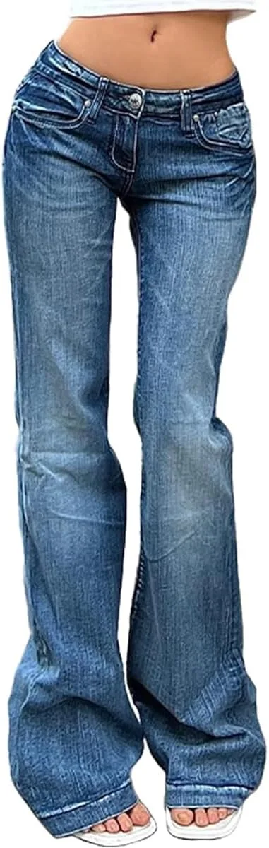 

Mxiqqpltky низкие джинсы-клеш для женщин Y2k