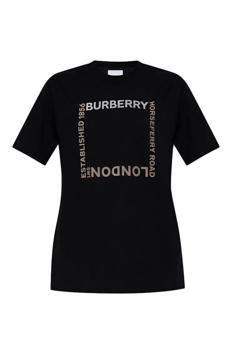 Футболка Burberry Horseferry Square Print, графический принт, черный