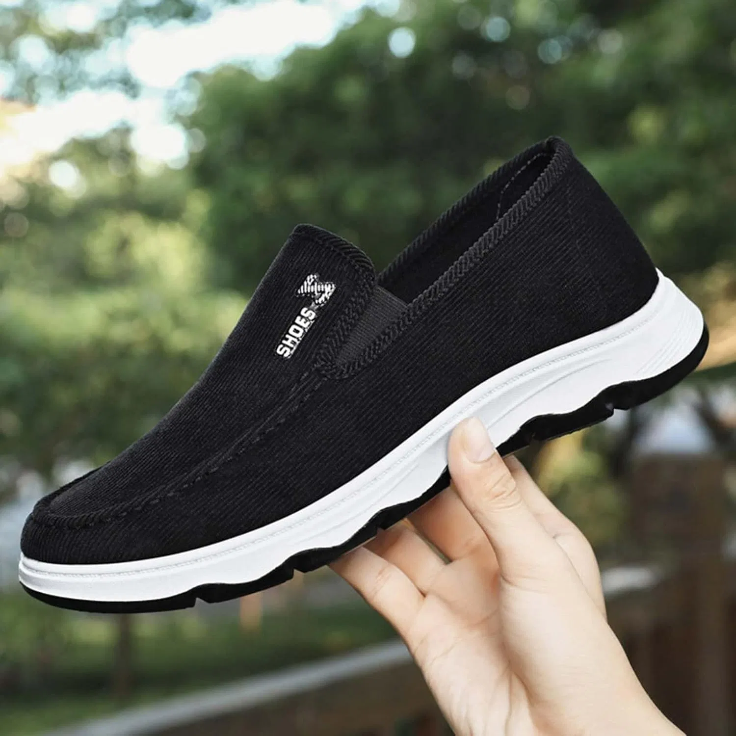 Мужские повседневные туфли-лоферы Breathable Soft Sole Loafers Cloth Shoes, Black — фото 2