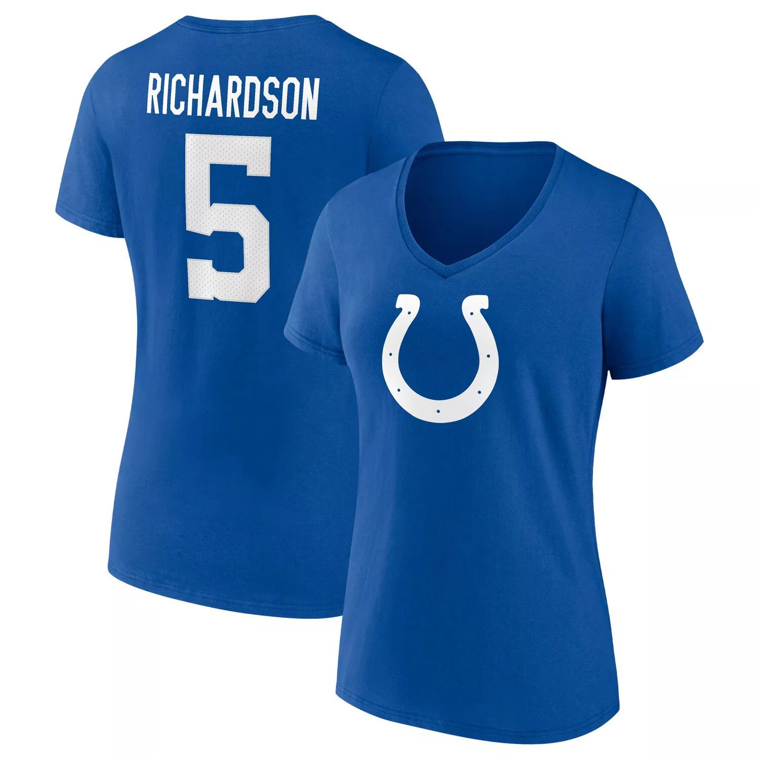 

Женская футболка Fanatics с логотипом Anthony Richardson Royal Indianapolis Colts Icon, имя и номер, футболка с v-образным вырезом Fanatics