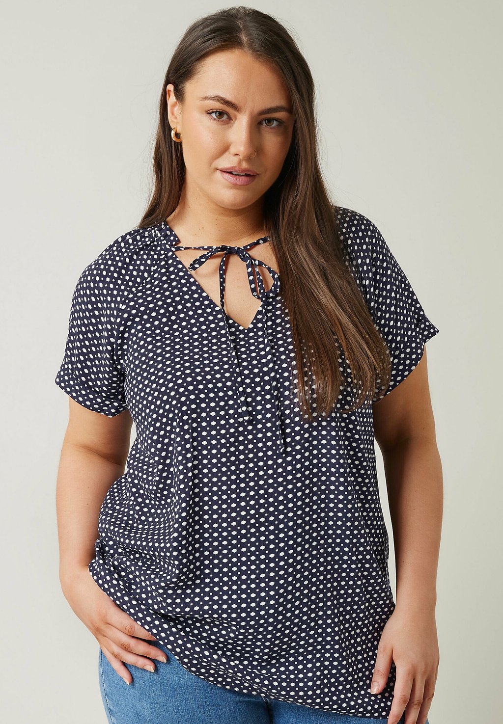 

Блуза DOT PRINT TIE NECK Evans, синий