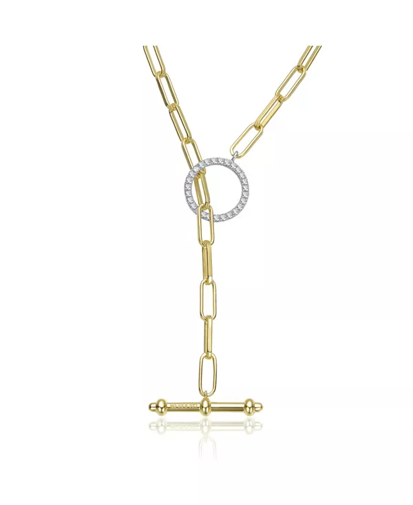 

Двухцветное ожерелье с застежкой-тогл из прозрачных кубических цирконий Rachel Glauber, two-toned