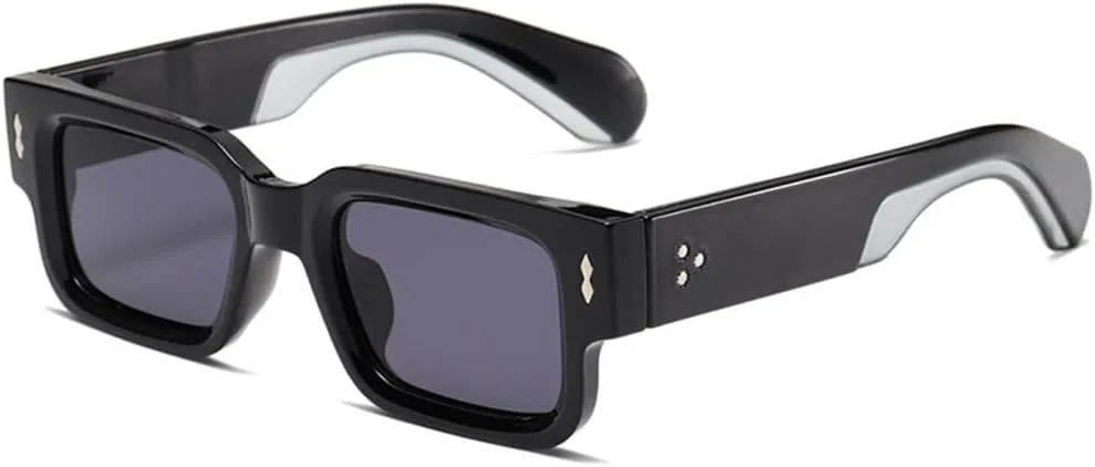 

Винтажные модные маленькие прямоугольные солнцезащитные очки для мужчин с заклепками, квадратные солнцезащитные очки для женщин, черные, женские MTZJH, C1